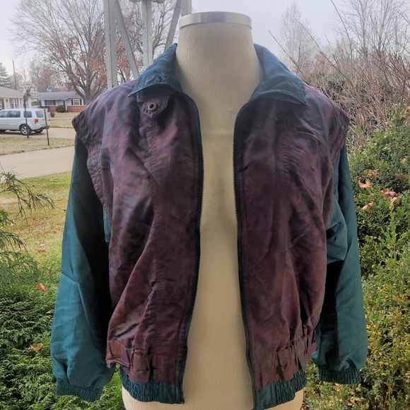 SMALL 80s/90s Westbound Sport Purple Green Paisley Windbreaker Zip Front Jacket - Picture 3 of 10